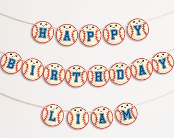 Baseball Banner Template, Birthday Party Sign Decor,  Rookie of the Year Bunting Sign Banner Printable, Edit With Canva