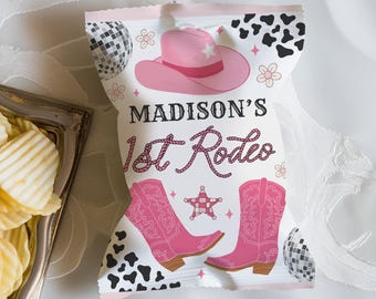 Modèle de sac à jetons Mon premier rodéo, accessoires de soirée cow-girl de l'espace, décoration de fête western cow-girl disco 1er rodéo, montage sur toile