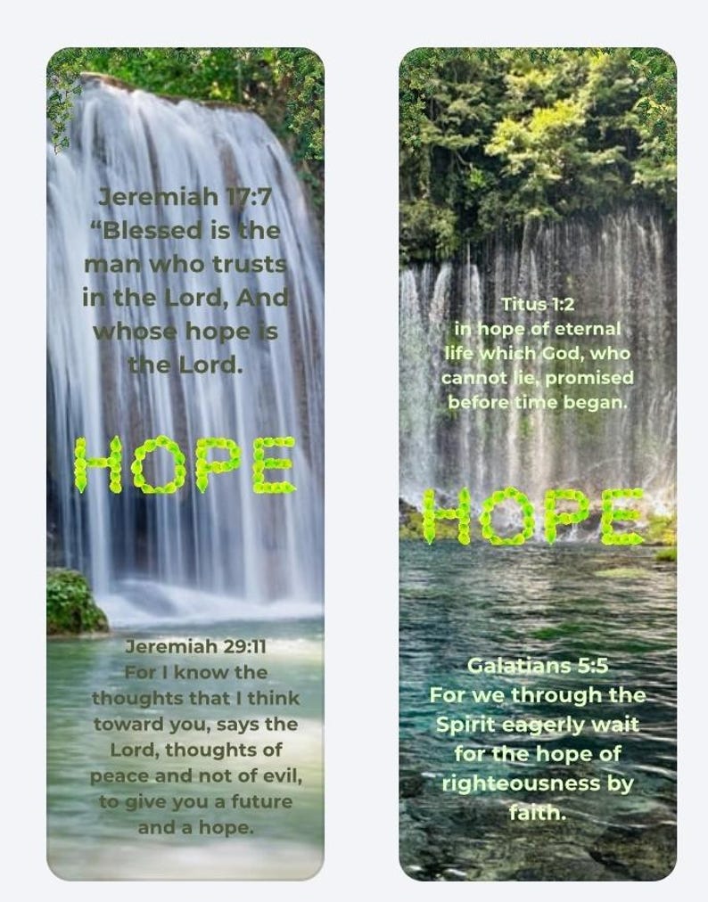 Printable Bookmark Hope With Bible Verse and Waterfalls - Etsy
