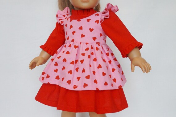 pink dress with red hearts