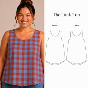 Linen Tank Top Sewing Pattern PDF XS-5XL, Plus Size Tank Top PDF, Women's Sleeveless Top Pattern, Easy Beginner Sewing Pattern