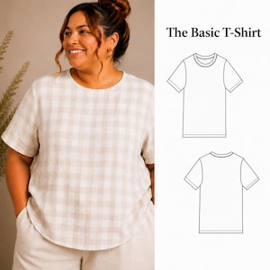 Basic Linen T Shirt Sewing Pattern PDF | Plus Size T Shirt Pattern | Easy Digital Sewing Pattern | Beginner Friendly Tee | Instant Download