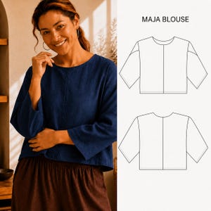 Relaxed Blouse Sewing Pattern PDF, Oversized Blouse Pattern, Digital Download, Beginner Sewing Pattern, Instant Download PDF A4, A0 Format