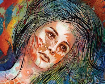 Graffiti Dreamer Art Print: Original Woman Portrait