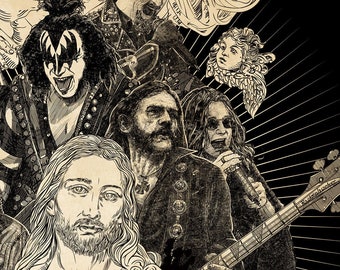 God Gave Rock & Roll to You Metal Music Poster, Black Sabbath, Large Music Poster, Metallica, Hard Rock, Heavy Metal Music, Concert Poster