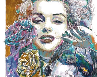 Marylin Monroe print - Roses for Marylin