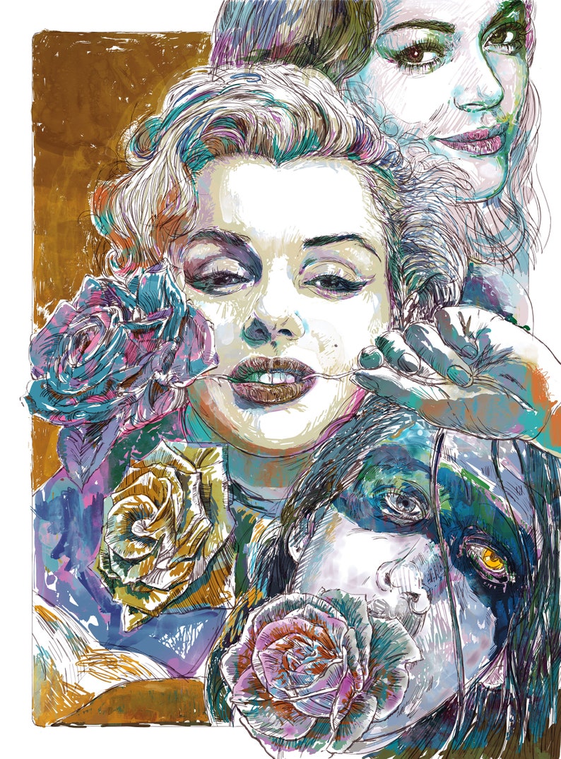 Marylin Monroe print Roses for Marylin image 1