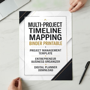 Project Timeline Worksheet Printable, Multi-Project Management Planner, Entrepreneur Business Tracker