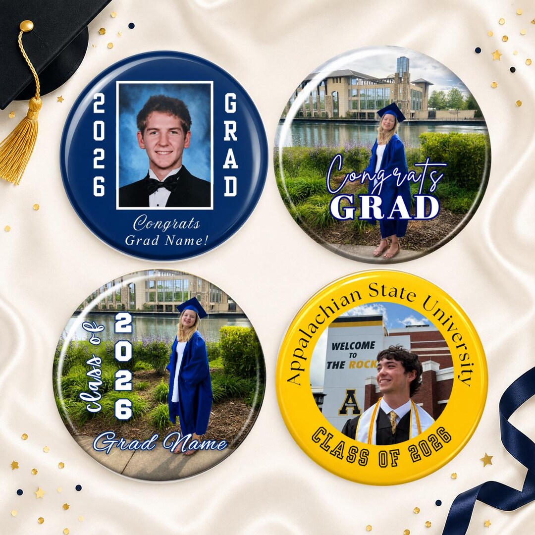 Custom Graduation Pinback Button | Personalized Grad Photo Button ...