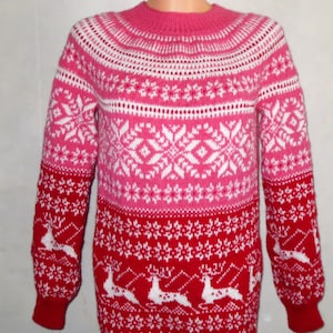 Hand Knit Icelandic Wool Sweater: Deer & Star Design