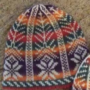 Wool Hat Norwegian Selbu Hand Knitted Warm Winter Fair Isle Beanie Unisex Wool Hat Scandinavian Snowflake Patterned Hat Christmas Gifts Idea