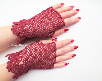 Crochet Irish Lace Fingerless Gloves: Victorian Bridal Mitts