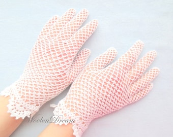 Victorian Wedding Irish Lace Gloves Crocheted Mother of Bride Openwork Elegant Evening Opera Gloves