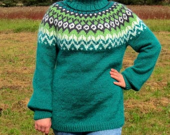 Mohair Sweater Icelandic Lopapeysa Hand Knitted Norwegian Fair Isle Pullover High Neck Jumper RIDDARI