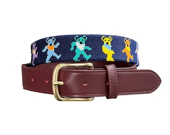 Dancing Bears Needlepoint Belt