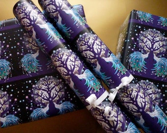 3 sheets Peacock gift wrap -  Eco paper