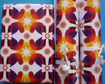 3 large sheets of eco Gift Wrap 'Birdstar'