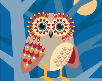 Illustration - 'Owl Eyes 1' print