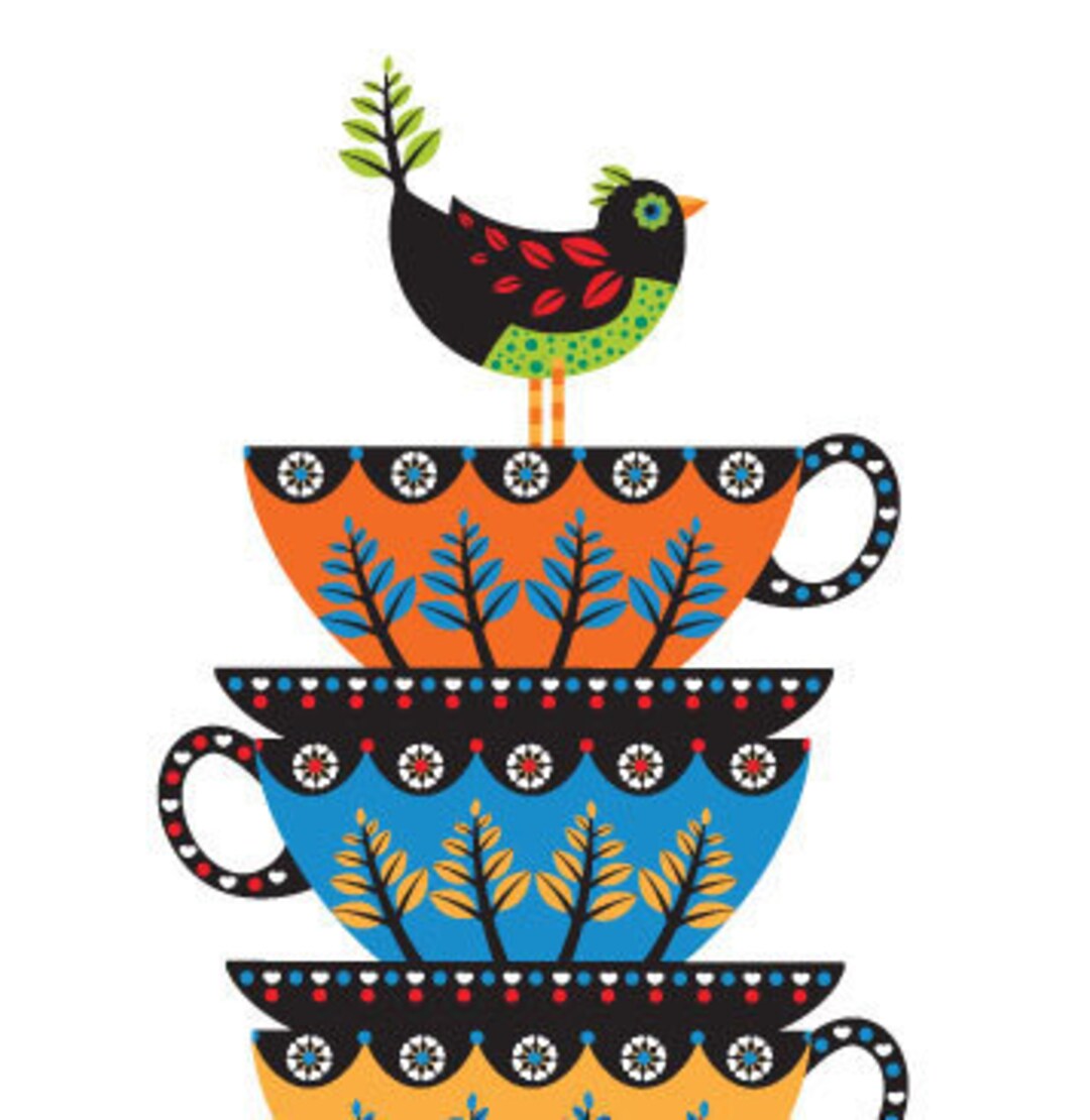Vintage Tea Cup Print Etsy