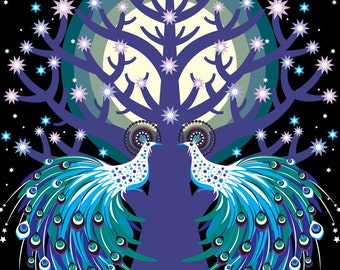 Peacock Tree Print