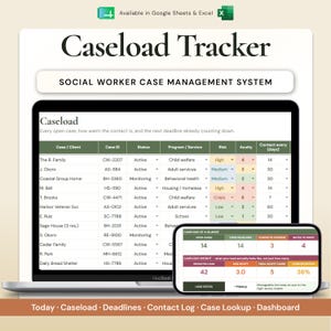 Caseload Tracker Google Sheet | Social Worker Case Management | Client Manager & Service Log | Caseload Organizer
