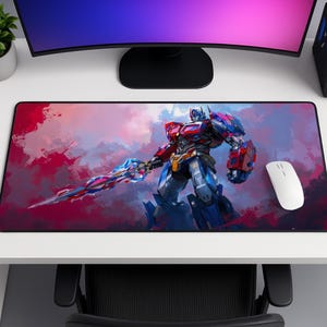 Optimus Prime Mouse Pad, Transformers Desk Mat, Robot Gaming Mousepad, Autobot Sword Gift, XXL Desk Mat