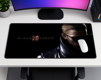 Albert Wesker Resident Evil Mouse Pad, RE Gaming Desk Mat, Umbrella Corp XXL Mousepad, Dark Horror Gamer Setup