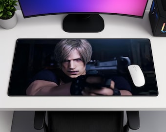 Resident Evil Mouse Pad, Leon S Kennedy Gaming Desk Mat, RE4 Horror Game Mousepad, XL Gamer Desk Setup Mat