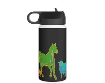 Neon Farm Animal 12 oz Stainless Steel Water Bottle, Standard Lid