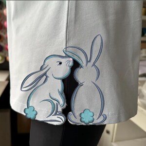 Easter Bunny Machine Embroidery Design Split Side Bow Seam Cutout Two Bunnies Bow for Trendy Farm Animal Sweatshirts INSTANT DOWNLOAD