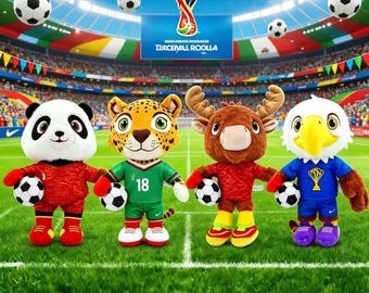 FIFA World Cup USA, Canada and Mexico,World Cup Mascots Plush Toys Set - Maple Clutch Zayu Soccer Themed Stuffed Dolls for Fans & Kids