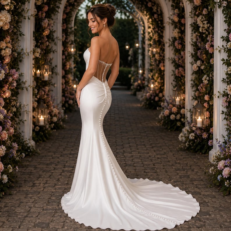 Minimalist Satin Wedding Dress, Strapless Mermaid Bridal Gown, Simple Elegant Attire
Simple Satin Wedding Dress, Strapless Bridal Gown, Minimalist Mermaid, Wedding Dress Elegant