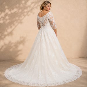 Plus Size Wedding Dress, Lace Bridal Gown, Off Shoulder, A Line Romantic
