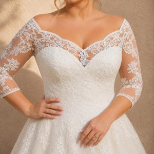 Plus Size Wedding Dress, Lace Bridal Gown, Off Shoulder, A Line Romantic