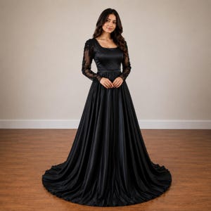 long sleeve black boho wedding dress Black Tulle Long Sleeves Boho Wedding Dresses With Lace Appliques, MW1049
