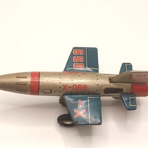 Vintage Linemar Rakete Reibungsspielzeug aus Blech . X-059 - Japan
