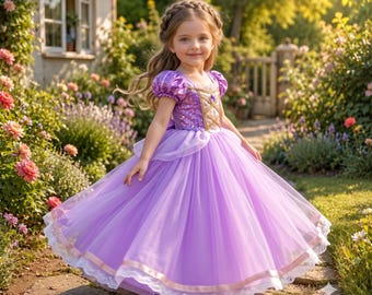 Abito da principessa Rapunzel per bambine – Abito da principessa viola per feste di compleanno, Halloween e cosplay