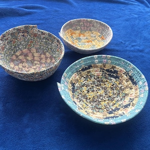 Floral Pattern Rope Bowls (3): Catch-All (12”, 8”, 6” Diameter)