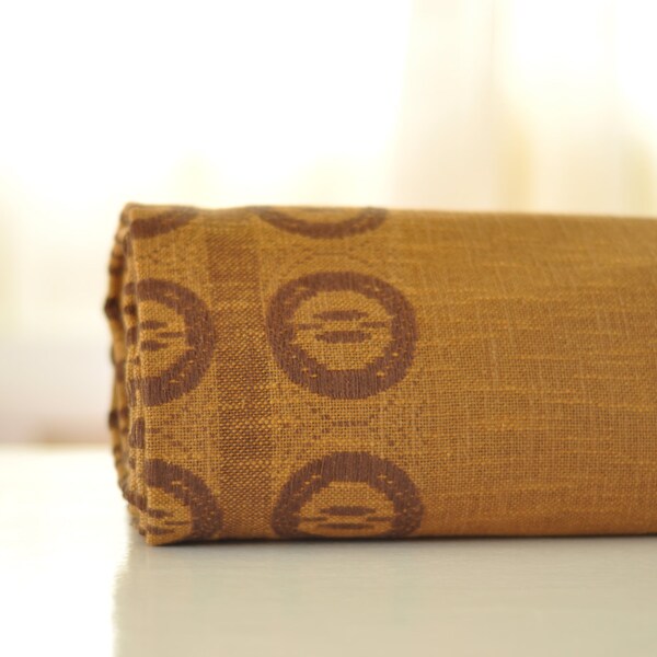 Scandinavian Tablecloth - Barker Textiles Finland - Brown With Circles - Easy Iron