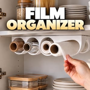 Organizer Sotto Mensola | Porta Pellicola, Alluminio e Carta Forno | Porta Rotoli Cucina | Salvaspazio