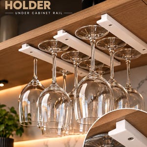 Porte-verres à vin sous meuble | Support suspendu pour verres à pied | Rangement cuisine 6 ou 9 verres