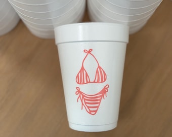 Striped Bikini Party Cup | Set of 16oz Styrofoam Cups