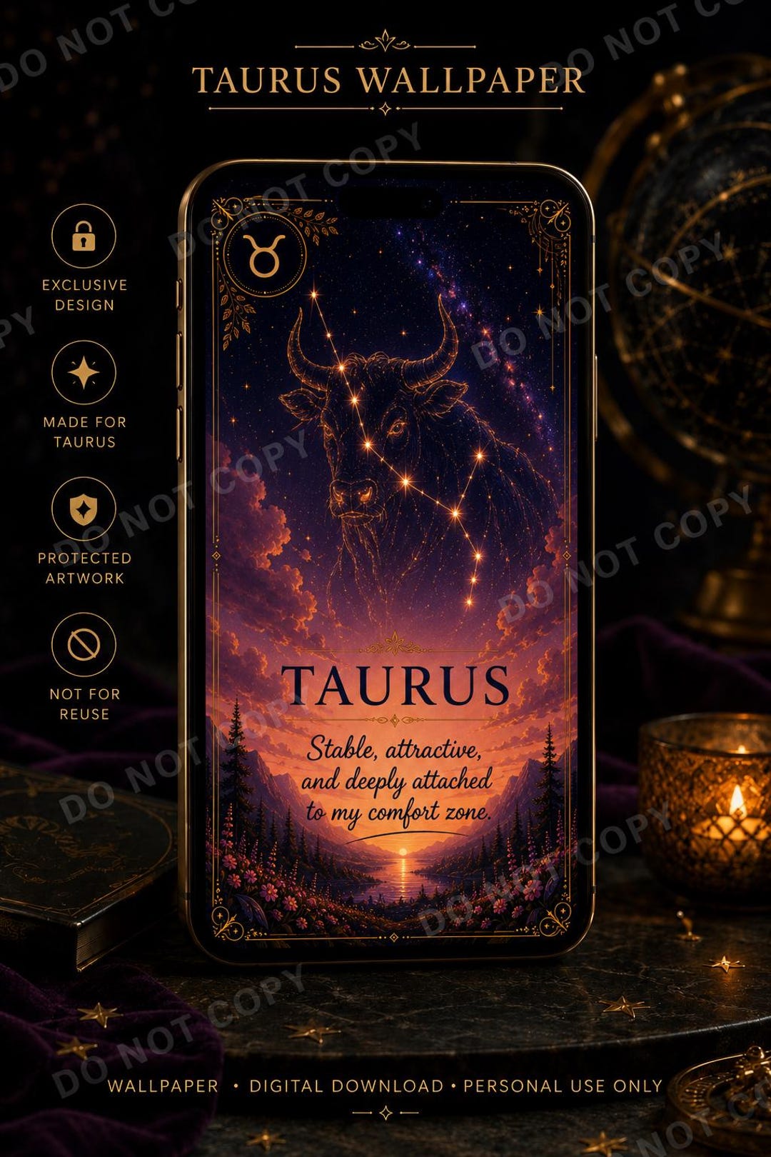 Taurus Zodiac Wallpaper | Funny Astrology Lock Screen | Celestial Phone ...