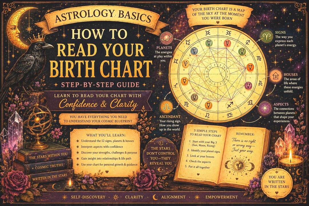Astrology Basics Birth Chart Guide | Learn Natal Chart Reading (digital ...