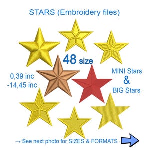 Mini Star, Big star bundle embroidery design, Machine  File 48 size DST PES