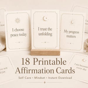 Printable Affirmation Cards, Self Care Mindset Deck, Daily Affirmations, Instant Download