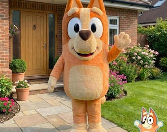 Orange Blue Heeler Mascot Costume | Professional Dog Character Suit | Adult Cosplay Outfit | Event Party Performer Gear | Full Body Prop