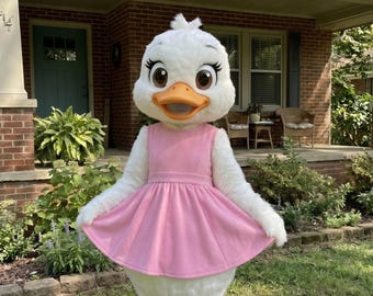 Pink Duck Mascot Costume for Adults, Full Body Animal Suit for Birthday Parties, Brand Promotions, Events, Cosplay & Stage Performance Gear