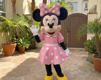 Pink Mouse Mascot Costume | Cute Cartoon Character Suit with Polka Dot Dress for Birthday Parties, Cosplay Events & Stage Performance