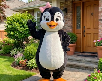 Disfraz de mascota de pingüino hembra / Traje profesional de cuerpo completo / Atuendo para artistas de fiestas de cumpleaños / Traje de cosplay de animales / Actuación en eventos